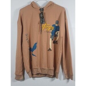 Beige Streetwear Graphic Pullover Hoodie NWT “Hungry” “Keep the Wilding You”